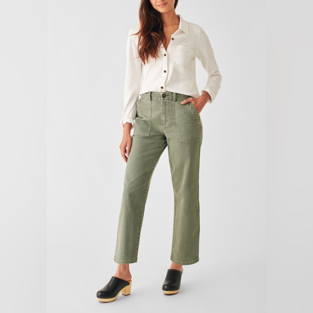 Faherty Olive Green Cropped Utility Pants